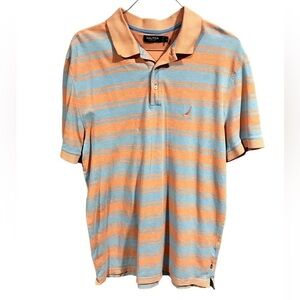 Men’s NAUTICA Golf Polo Short Sleeve Cotton Striped Shirt Size XL